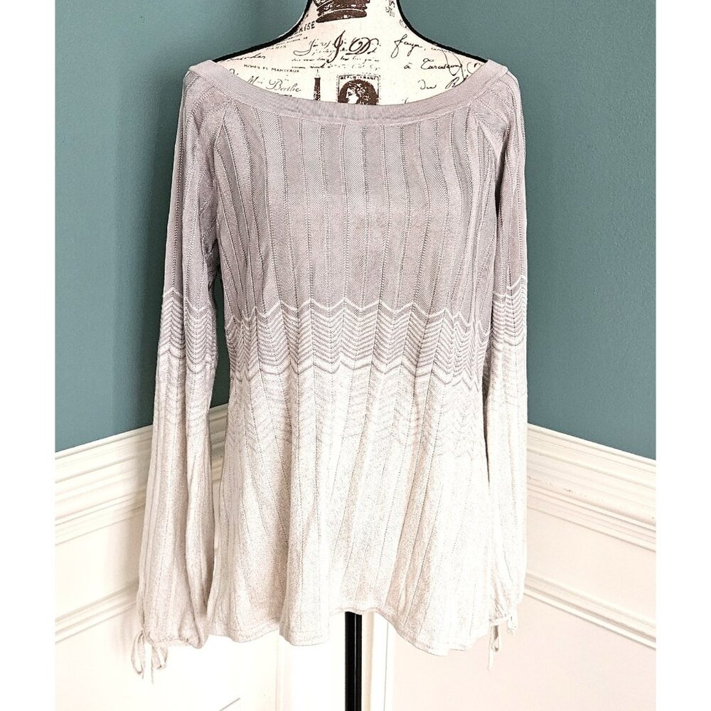 White House Black Market Xl Ivory Silver Metallic Striped Sweater